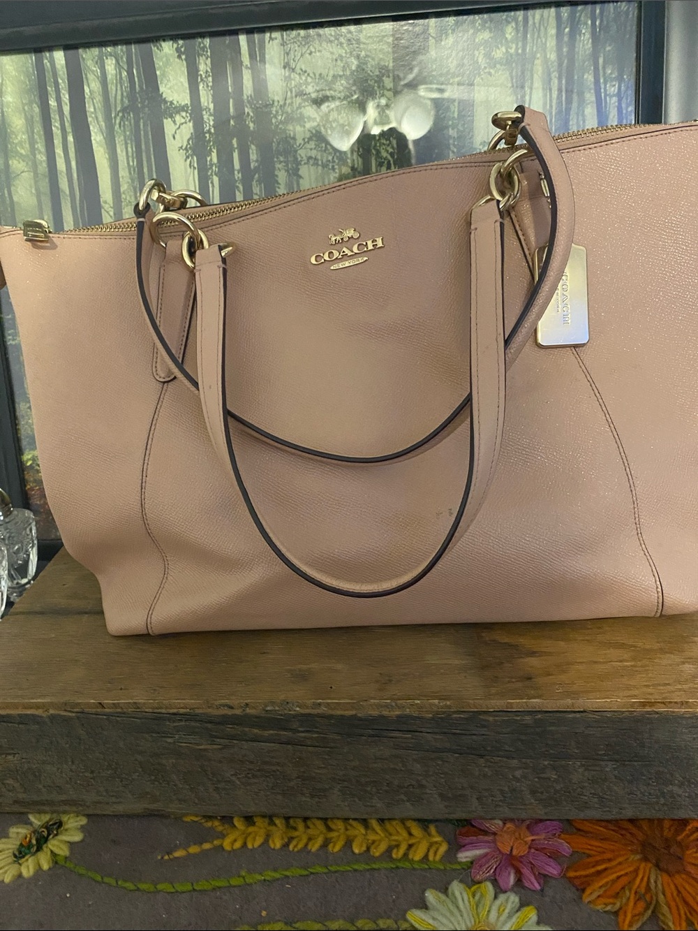 COACH Pebble Leather in Dusty Rose with Gold Hardware, has a couple smudges.